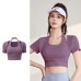 Yoga Neckline Tight Women's Fitness Yoga Short Sleeve Set Sports Top Gym Wear