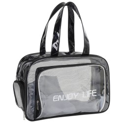 Double Layer Dry Wet Separation Makeup Bag Large Capacity Waterproof Toiletry Bag Hand Carry Transparent Cosmetic Organizer