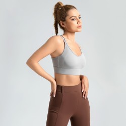 Cross Back Sports Bra Dual Strap Racerback Support Shaping Yoga Underwear