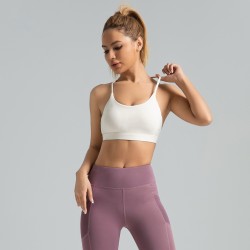 High Elastic Neckline Seamless Padded Sports Bra Yoga Backless Tank