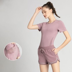 Sport T-Shirt Women Mesh Breathable Running Fitness Short Sleeve Yoga Top