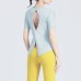 Yoga T-Shirt Women Summer Thin Back Slit Strap Breathable Running Fitness Short Sleeve Yoga Top