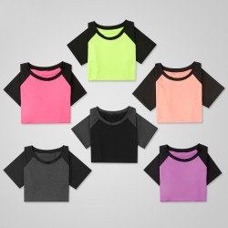 Yoga T-Shirt Women Athletic Short Sleeve Gym Running Round Neck Top Spring Autumn Fitness Clothing Breathable Sweat Absorbent