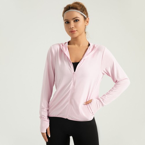 Women Summer Hooded Sun Protective Jacket Women Outdoor Jacquard Breathable UV Block