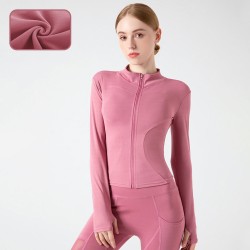 High Elastic Sports Jacket Collar Slimming Yoga Top Fitness Plush Outerwear