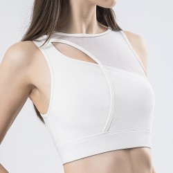 Stylish Yoga Sports Bra with Mesh Shoulder Straps and Back Support Fitness Chest Protector Bar Vest Shock Absorbing Underwire