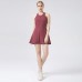 Sporty Maxi Dress Women Tennis Badminton Anti-Exposure Liner Halterback Nude Sensation