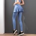 New Yoga Pants Women Long Leggings Fake Two Piece Skirt Bottoms Lift Buttocks Ruffled Slimming Yoga Tights