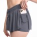 Dual Function Tennis Skirt Yoga Exercise Short Skirt Pants Running Fitness Pockets Skirt Female