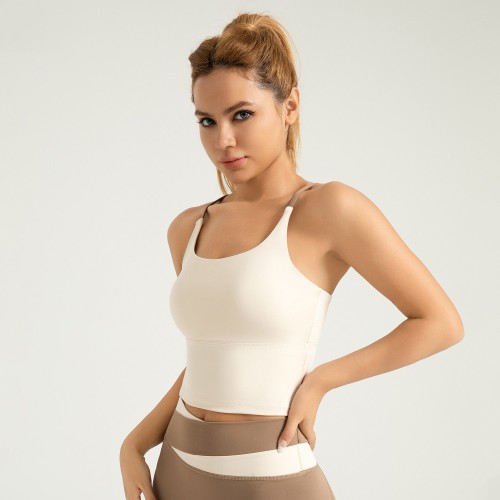 High Elastic Cross Back Strap Seamless Sport Bra with Padding for Women