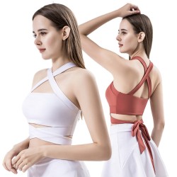 Yoga Tank Top Women Running Cross Back Sports Bra with Padding