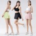 Sport Yoga Skort Badminton Tennis Skort Half Length Quick Dry Pocket Side Slit Strap Skirt Female