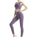 Women Bow-Knot Bra Yoga Tank Top with High-Waisted Shaping Leggings Peach Hip Fitness Set