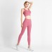 Women Bow-Knot Bra Yoga Tank Top with High-Waisted Shaping Leggings Peach Hip Fitness Set