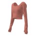 Women Long Sleeve Moisture-Wicking Padded Crop Top for Fitness Workouts