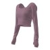 Women Long Sleeve Moisture-Wicking Padded Crop Top for Fitness Workouts