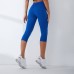 Women Slim High Waisted Side Pocket Cropped Yoga Pants