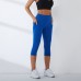 Women Slim High Waisted Side Pocket Cropped Yoga Pants