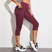 Women Slim High Waisted Side Pocket Cropped Yoga Pants
