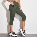 Women Slim High Waisted Side Pocket Cropped Yoga Pants