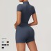 Women Zipper Short Sleeve Tight Sports Jumpsuit Yoga Jumpsuit