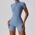 Women Zipper Short Sleeve Tight Sports Jumpsuit Yoga Jumpsuit
