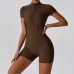 Women Zipper Short Sleeve Tight Sports Jumpsuit Yoga Jumpsuit