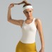 Peach Yoga Tank Top Integrated Fixed Round Neck Tight Anti-Exposure Non-Ride Sports Bra