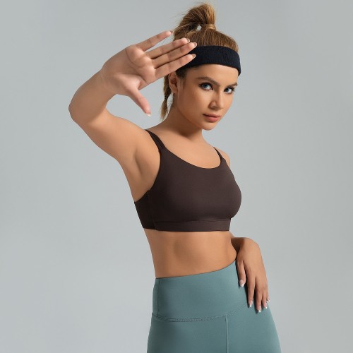 Dual Strap Athletic Bra High Elastic U Shape Shock Absorbent Support Back Integrated Sports Bra