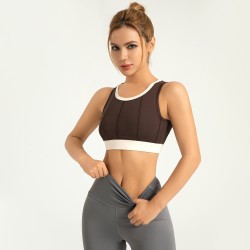 High Intensity Vertical Stripe Color Block Yoga Bra Thin Fit Anti-Shock Supportive Sports Top