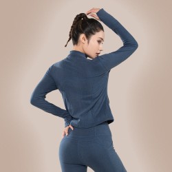 Fleece Yoga Top Peach Sport Jacket Women Autumn Winter Zip Stand Up Fitness Wear