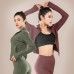 Fleece Yoga Top Peach Sport Jacket Women Autumn Winter Zip Stand Up Fitness Wear