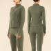 Fleece Yoga Top Peach Sport Jacket Women Autumn Winter Zip Stand Up Fitness Wear