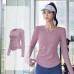V-Neck Long Sleeve Seamless Yoga Top Slimming Waist Tight Fitness Shirt