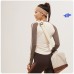 Vintage Style Contrast Stitching High Elastic Slim Fit Women's Crew Neck Long Sleeve T-shirt with Letter Print