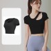 Slant Shoulder Hollow Out High Elastic Slimming Yoga Wear