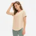 T-Shirt Monocromática De Manga Curta Para Mulheres Top De Fitness Solto, Camisa De Treino Casual