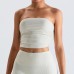 Stylish Ribbed Crop Top Sports Bra Women's Slimming Camisole Side Pleated Yoga Sports Bra Fitness Wear