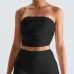 Stylish Ribbed Crop Top Sports Bra Women's Slimming Camisole Side Pleated Yoga Sports Bra Fitness Wear