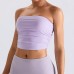 Stylish Ribbed Crop Top Sports Bra Women's Slimming Camisole Side Pleated Yoga Sports Bra Fitness Wear