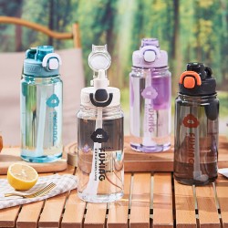 Sport Water Bottle Unisex Straw Cup Student Portable Simple Summer Handheld Plastic Child Direct Drinking Cup