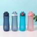 800ML Sandblasted Space Cup Large Capacity Water Bottle with Handle Straight Mouth Snap Cap Plastic Sports Outdoor
