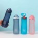 800ML Sandblasted Space Cup Large Capacity Water Bottle with Handle Straight Mouth Snap Cap Plastic Sports Outdoor