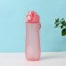 800ML Sandblasted Space Cup Large Capacity Water Bottle with Handle Straight Mouth Snap Cap Plastic Sports Outdoor