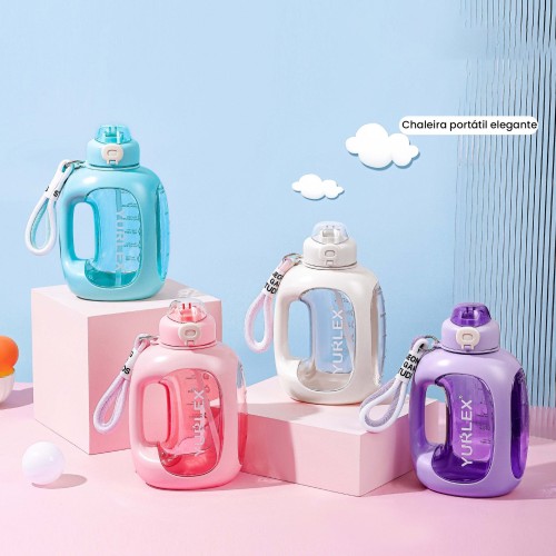Large Capacity 1500ml Sports Water Bottle with Straw High Aesthetic Resistant High Temperature Student Summer Portable Water Bottle