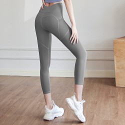 Peach Mesh Side Pocket High Waist Yoga Pants
