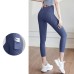 Peach Mesh Side Pocket High Waist Yoga Pants